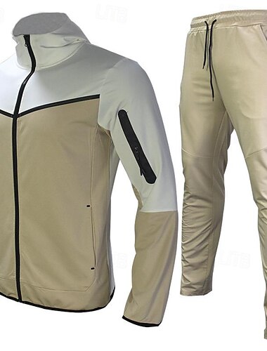  Homens Moletom Roupa de corrida 2 Peças Zip Completo Casual Outono Manga Longa Respirável Macio Ginástica Treino de Ginástica Corrida Roupa de esporte Roupas Esportivas Bloco de cor Cinza Preto Preto