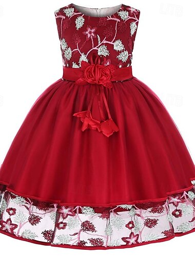  Mädchen' 3D Blume Blumenmädchen Kleid Party Kleid Ärmellos Sommer Leistung Hochzeit Party Prinzessin Schön Süß kinderkleidung 4-12 Jahre abendkleider Schaukelkleid A Linie Kleid Midi Regular Fit