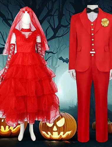  Beetlejuice 2 Käfersaft Lydia Deitz Austattungen Halloween-Gruppenkostüme für Paare Erwachsene Paar Herren Damen Grusel Halloween Karneval Einfaches Karnevalskostüm