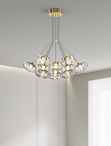  led függőlámpa meleg fehér üveg 35/50/65cm 7/13/19-light gypsophila geometriai rozsdamentes acél üveg akril függőlámpa nappali art design beltéri hálószoba függesztő világítás étterem 110-240v