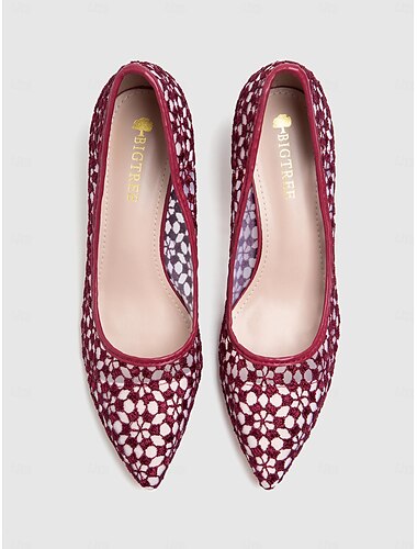  Burgunderfarbene Pumps mit Kitten Heel aus Spitze für Damen – elegante Partyschuhe für Hochzeiten, Events und formelle Anlässe