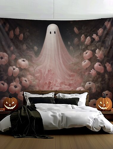  rosa Halloween Dekorationen Kürbis hängen Wandteppich Wandkunst große Wandteppich Wandbild Dekor Fotografie Hintergrund Decke Vorhang Haus Schlafzimmer Wohnzimmer Dekoration