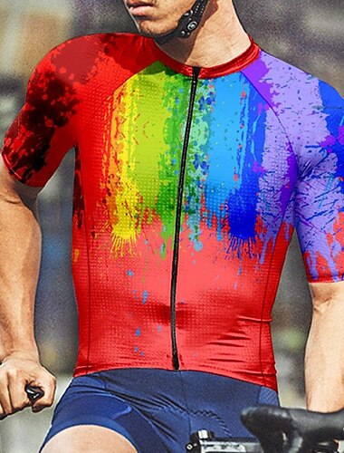  Herre Sykkeltrøyer Graffiti Kortermet Sykkel T-skjorte Jersey med 3 baklommer Fjellsykling Hurtigtørkende Anatomisk design Vidje Pustende sport Svart Hvit Rød Klær