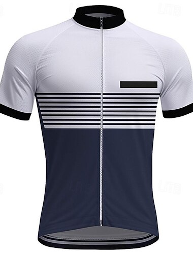  Hombre Maillot de Ciclismo Manga Corta Bicicleta Camiseta con 3 bolsillos traseros MTB Bicicleta Montaña Ciclismo Carretera Secado rápido Cremallera delantera Capilaridad Blanco Rojo Caqui Rayas Licra