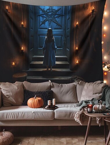  Halloween Dekorationen Mädchen Geist hängen Wandteppich Wandkunst große Wandteppich Wandbild Dekor Fotografie Hintergrund Decke Vorhang Haus Schlafzimmer Wohnzimmer