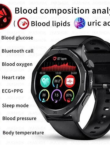  E480 Умные часы 1.43 дюймовый Смарт Часы Bluetooth ЭКГ + PPG Контроль температуры Педометр Совместим с Android iOS Женский Мужчины Длительное время ожидания Хендс-фри звонки Водонепроницаемый IP 67