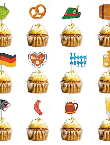  24 pièces décorations de gâteau pour l'oktoberfest décoration de gâteau du jour de la bière choix de gâteaux du festival bavarois pour fournitures de fête à thème de la bière décorations de fête de
