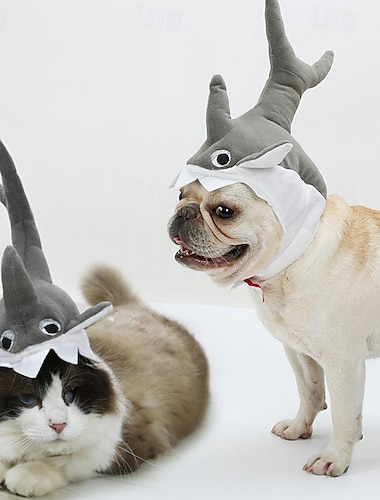  Hunde Katzen Halloweenkostüm Cosplay Hai Kuschelig Lustig Weich Halloween Karneval Party Kleidungs-Outfits für Hundewelpen