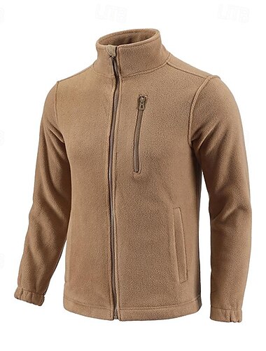  Hombre Chaqueta de lana para senderismo Invierno Al aire libre Templado Suave Cómodo Chaqueta táctica cálida Chaqueta deportiva de forro polar con capucha Chaqueta de aventura de invierno Cremallera