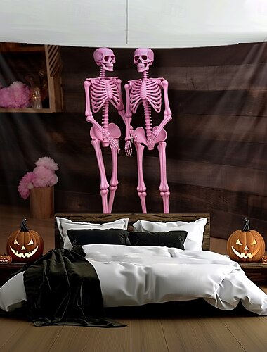  rosa Halloween-Dekorationen, Wandteppich zum Aufhängen, große Tapisserie, Wanddeko, Fotohintergrund, Decke, Vorhang, Heim, Schlafzimmer, Wohnzimmer, Dekoration