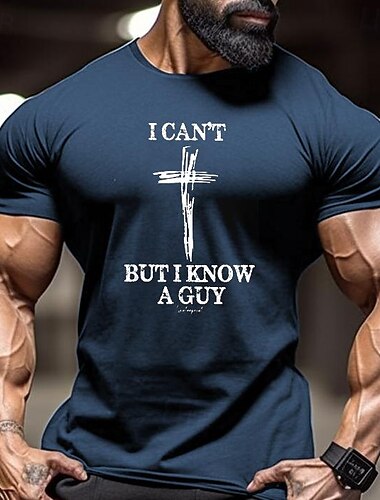  Herren Kreuz T Shirt Kurzarm T-Shirt 3D-Druck Rundhalsausschnitt Hemd Vintage Cool Party Ferien Oktoberfest Schwarz Rote Blau Sommer Frühling Bekleidung S M L XL XXL XXXL