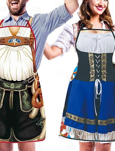  par 2st oktoberfest förkläde oktoberfest fest par tysk dirndl med justerbara knytrep matlagning trädgårdsarbete bbq baka roliga kostymer munich wiesn halloween karneval