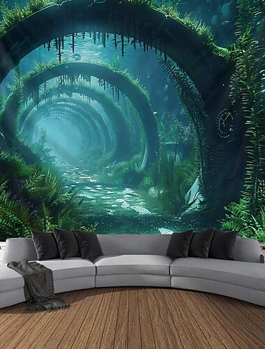  onderzeese cabine onderzeese hangende wandtapijt kunst aan de muur groot tapijt muurschildering decor foto achtergrond deken gordijn thuis slaapkamer woonkamer decoratie