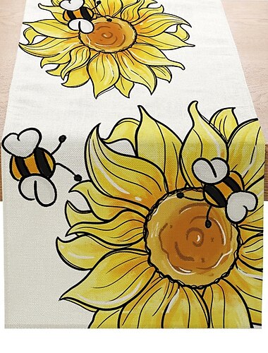  Tischläufer mit Sonnenblumenmotiv – lebendiges und fröhliches Sonnenblumen-Design – hochwertiger und langlebiger Stoff – perfekt, um Ihren Esstisch aufzuhellen – ideal für den Alltag und besondere