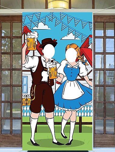  décorations de fête Oktoberfest bannière de porte photo Oktoberfest accessoires de fond grande bannière de porte photo en tissu pour décorations de fête Oktoberfest fournitures de jeu drôles
