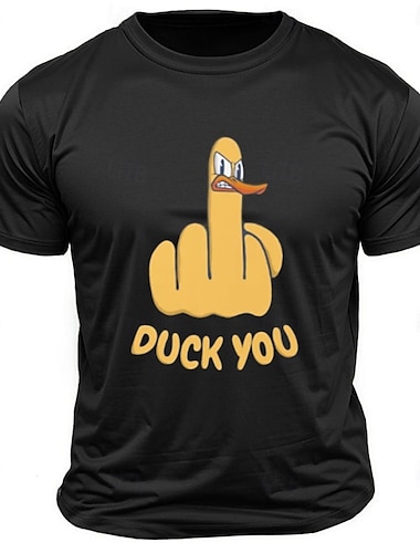  Herr Bokstavstryck Rolig Anka T-shirt T-tröja 100 % bomull Kortärmad Grafisk Skjorta Svart Mörkgrå Armégrön Bekväm t-shirt Gata Utomhussport Modedesignerkläder