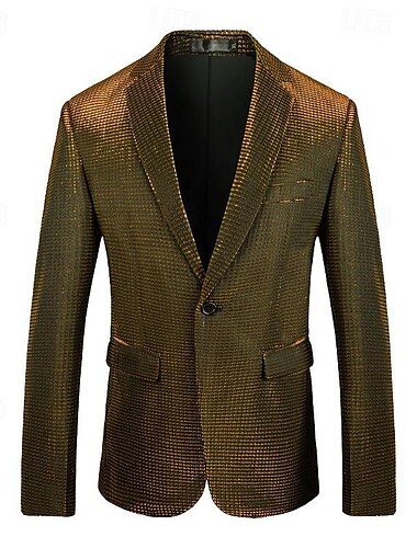  Herren Blazer Sakko Formeller Abend Casual Süß Ganzjährig 65%Cotton 35%Polyester Solide / einfarbig Pailletten Bequem Hochzeit Einreihiger Verschluss Blazer Silber Schwarz Rote Blau