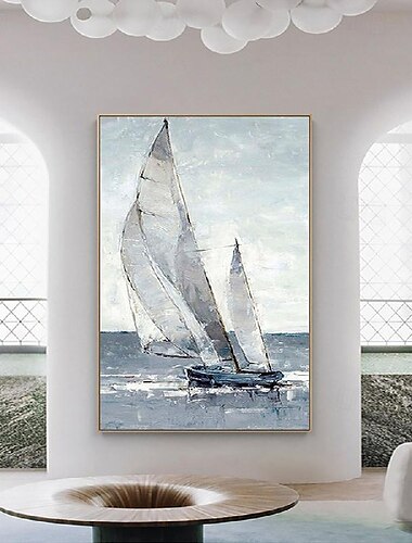  pittura a olio fatta a mano astratta barca a vela dipinti su tela dipinti a mano nautici pittura a olio su tela grande veliero dipinti arte della parete moderna paesaggio marino pittura per la camera