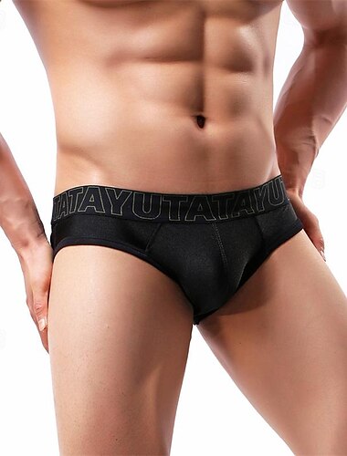  Herren 1 pc Sexy Höschen Unterwäsche Boxer Boxer-Shorts Nylon Atmungsaktiv Weich Komfortabel Buchstabe Mittlere Hüfthöhe Schwarz Weiß