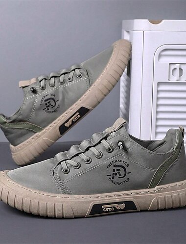  baskets décontractées en toile verte pour hommes - chaussures de marche légères à lacets pour un usage quotidien