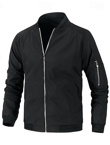  Per uomo Giacca leggera Giacca bomber Giacca sportiva Giornaliero Da mare Tasche Primavera & Autunno Liscio Di tendenza Classico Colletto alla coreana Standard Nero Vino Rosso scuro Rosso Blu marino