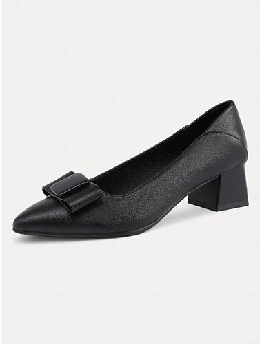  Nudefarbene Damen Pumps mit Blockabsatz und Schleife – elegante Schlupfschuhe mit spitzer Spitze fürs Büro und formelle Anlässe