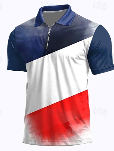  Męskie Weterani Patriotyczny Koszulki polo z zamkiem błyskawicznym Koszula golfowa Krótki rękaw Koszulki polo Koszule z kołnierzykiem Codzienny Streetwear Ubrania wakacyjne Stroje na imprezę Druk 3D