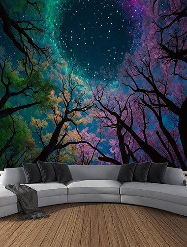  Wald große Bäume hängen Wandteppich Kunst große Wandteppich Wandbild Dekor Fotografie Hintergrund Decke Vorhang Haus Schlafzimmer Wohnzimmer Dekoration Wandtuch XXL Natur
