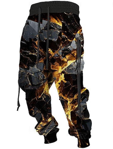  Herre Grafisk Joggebukser Joggere Medium Midje Fritid utendørs 3D-utskrift Høst vinter Svart
