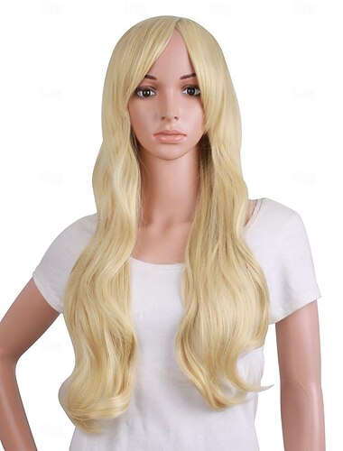  50 cm/ 20 inch lange krullende natuurlijke mode mooie pruik (blond) carnavalspruiken
