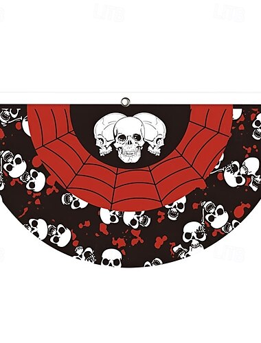  Halloween-Dekorationen, Wimpelkette, Halbfächer-Flagge, Halloween-Hof-Hängeflagge, Flaggenbanner mit Ösen für Veranda, Hof, Outdoor-Festival, Terrasse, Rasen, Gartenparty-Dekor