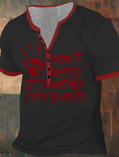  Herren T Shirt Blutflecken Henley-Kragen Bekleidung 3D-Druck Party Täglich Kurzarm Vintage Übertrieben