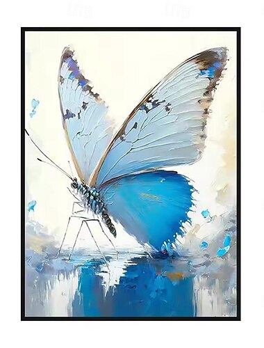  ציורי שמן בעבודת יד קישוט אמנות קיר בד מופשט מודרני פרפר בעלי חיים לעיצוב הבית מגולגל ללא מסגרת ציור לא נמתח