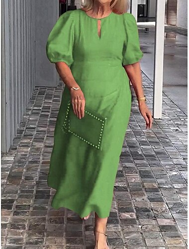  Damen Schwarz Weiß Rote Sommer Frühling Maxidress Casual kleid Formelle Kleidung Basic Modern Brautkleider schlicht Täglich Wochenende Lockere Passform Glatt Ständer