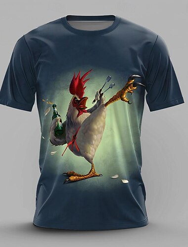  Herren Tier Lustig T Shirt Kurzarm T-Shirt 3D-Druck Rundhalsausschnitt Hemd Retro Vintage Brautkleider schlicht Streetstyle Sports Outdoor Festtage Ausgehen Weiß Blau Braun Frühling Sommer Bekleidung