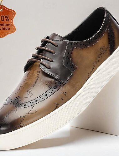  Oxford-Sneaker für Herren aus hochwertigem Leder – 100 % Rindsleder, stylisches Wingtip-Design mit bequemer Sohle für Business und Freizeit