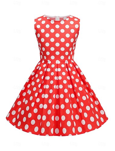  Retro / vintage 1950'erne Uafhængighedsdagen Kjoler A-line kjole Swing kjole Blomstret Udklædning Pige Maskerade Afslappet / Hverdag Polterabend Børne Kjole Hjemkomstkjoler