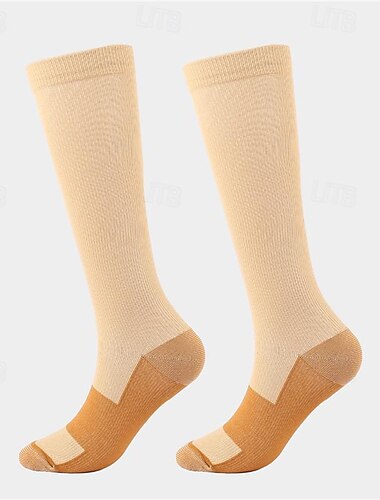  Kompressionsstrümpfe Sportsocken laufsocken 1 Paar Farbblock Damen Röhrensocken Atmungsaktiv Schweißableitend Komfortabel Fitnesstraining Basketball Laufen Joggen Radsport Sport Farbblock Nylon