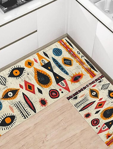  Teppich mit Stammesmuster, Küchenmatte, rutschfeste, ölfeste Bodenmatte, Wohnzimmerteppich, Indoor-Outdoor-Matte, Schlafzimmerdeko, Badezimmermatte, Eingangsteppich, Türmatte