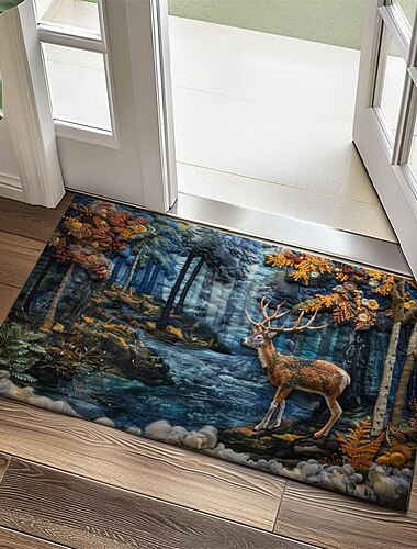  Herbst Quilt Wald Hirsch Fußmatte Küchenmatte Bodenmatte rutschfeste Bereich Teppich ölfest Teppich Indoor Outdoor Matte Schlafzimmer Dekor Badezimmer Matte Eingangsteppich