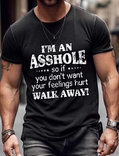  Pánské Legrační dopisní tisk Tričko Tričko Top 100% bavlna Krátký rukáv Grafický Košile Černá Bílá Tmavě šedá Pohodlné tričko ulice Outdoorové sporty Módní návrhář oblečení