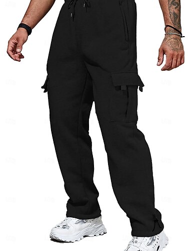  Herren Cargohose Cargohosen Jogginghose Trainingshose Chinesisch Chino Tasche Gerade geschnitten Elastischer Ärmelbund Feste Farbe Atmungsaktiv tragbar In voller Länge Party Outdoor Heim Sport Einfach