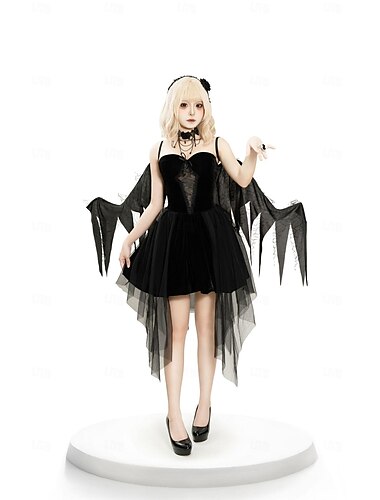  Engel des Todes Gefallener Engel Cosplay Kostüm Austattungen Erwachsene Damen Cosplay Party Maskerade Karneval Maskerade Einfaches Karnevalskostüm
