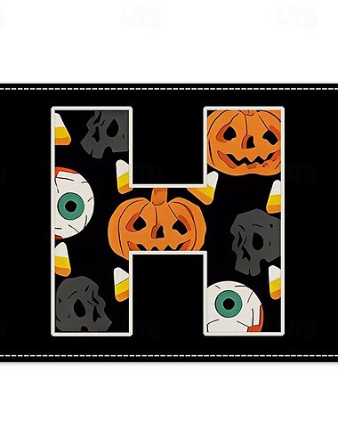  Tischsets aus Leinen mit Halloween-Schloss und schwarzem Buchstabendruck, hitzebeständige Matten für den Esstisch zu Hause