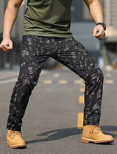  Men's Cargo Pants Tactical Pants Trousers Buttons Multi Pocket Camouflage Wearable Outdoor Daily Camping & Hiking Fashion Classic Black Brown