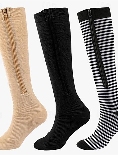  Calcetines de compresión Calcetines Deportivos Calcetines para correr 1 Par A rayas Mujer Calcetines de tubo Transpirable Reductor del Sudor Cómodo Entrenamiento de gimnasio Baloncesto Corriendo