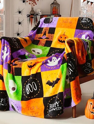  1db hangulatos halloween denevér  & szellemgyapjú takaró - puha, homályos, plüss, luxus flanel ölelhető takaró kanapéhoz, kanapéhoz vagy ágyhoz - tökéletes őszi, őszi és téli szezonra