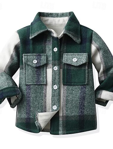  Jungen 3D Plaid Hemden Langarm Herbst Winter Modisch Basic kinderkleidung 4-12 Jahre Kargen Outdoor Casual Täglich Regular Fit