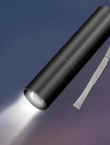  مصباح يدوي LED صغير محمول، شعلة LED قابلة لإعادة الشحن، 3 أوضاع إضاءة مقاومة للماء، شعلة قوية قابلة للسحب، شعلة تكبير خارجية