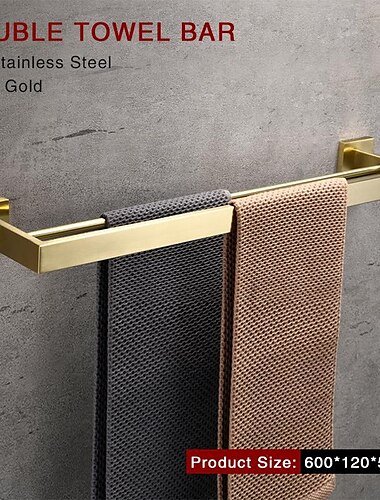 Badezimmer-Hardware-Zubehör, Edelstahl, Wandmontage, Handtuchhalter aus gebürstetem Nickel, Handtuchhalter, Toilettenpapierhalter, Bademantelhaken, Kleiderhaken, Handtuchstange (Gold)
